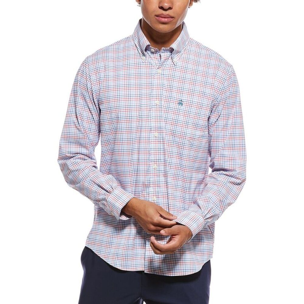 Brooks Brothers Mens  Sport Fit Performance Shirt, Blue